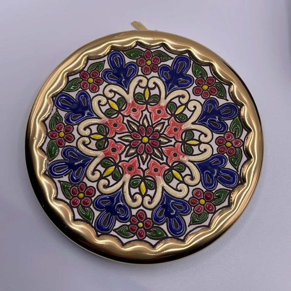 Cearco Ceramic Hand Painted 24K Gold & Enamel Plate